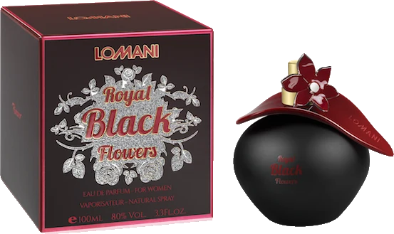 Lomani Royal Black Flowers